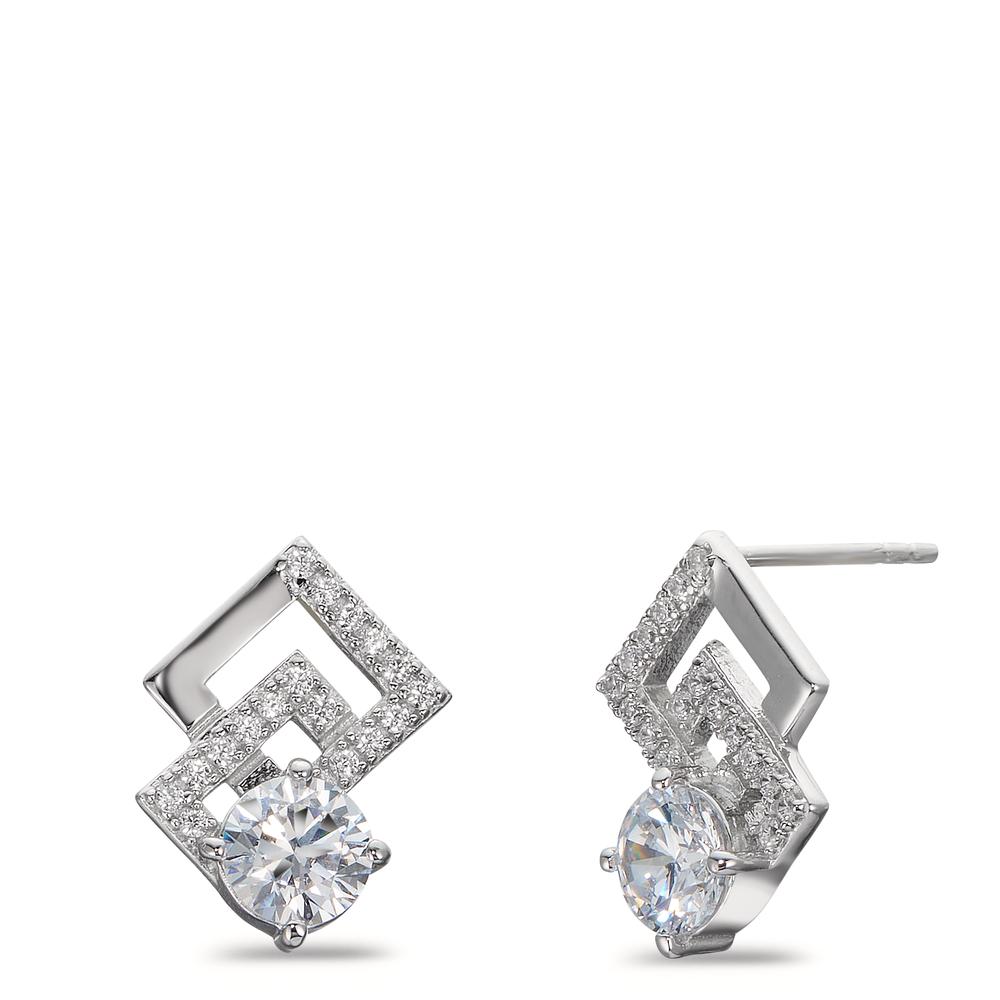 Clous d'oreilles Argent Zircone blanc Rhodié-600989