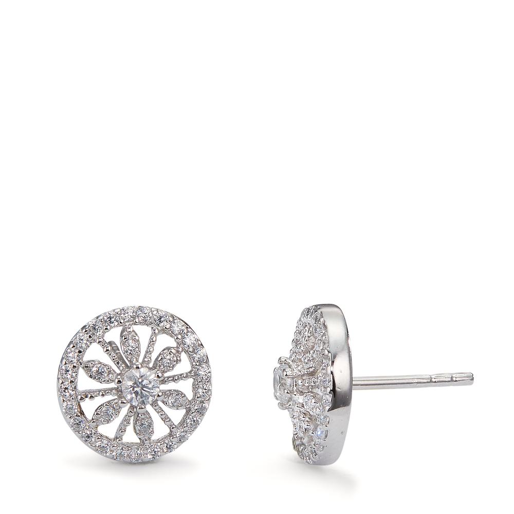 Clous d'oreilles Argent Zircone blanc Rhodié Ø10 mm-600993