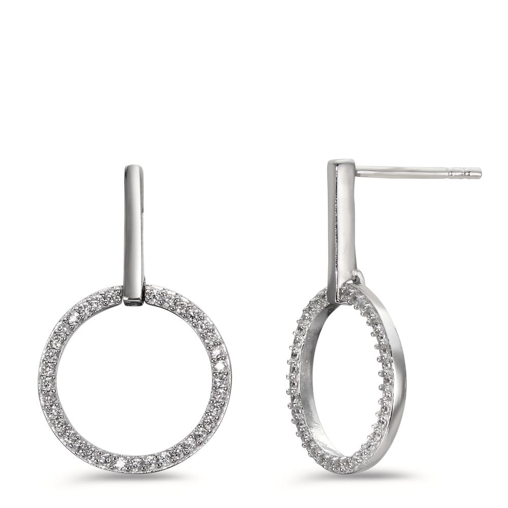 Pendant d'oreilles Argent Zircone blanc Rhodié Ø15 mm-600994