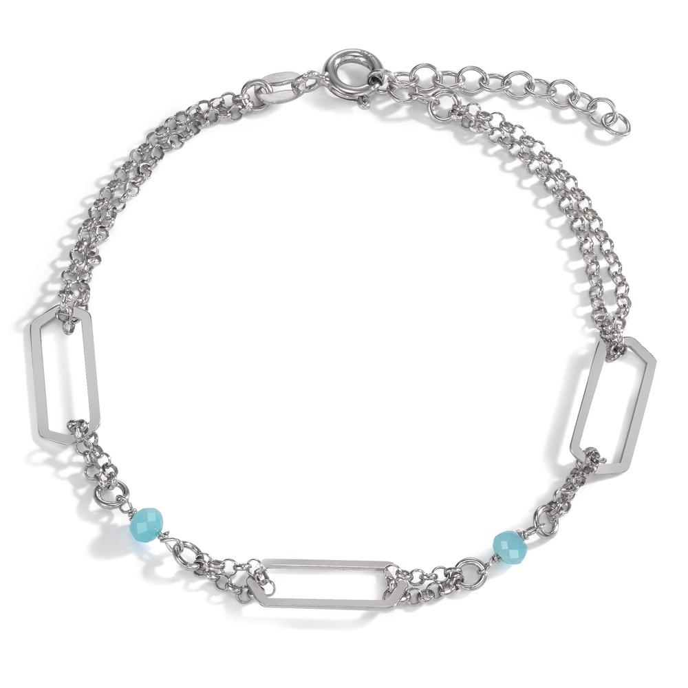 Bracelet Argent Cristal aqua, 2 Pierres Rhodié 17-20 cm-601025