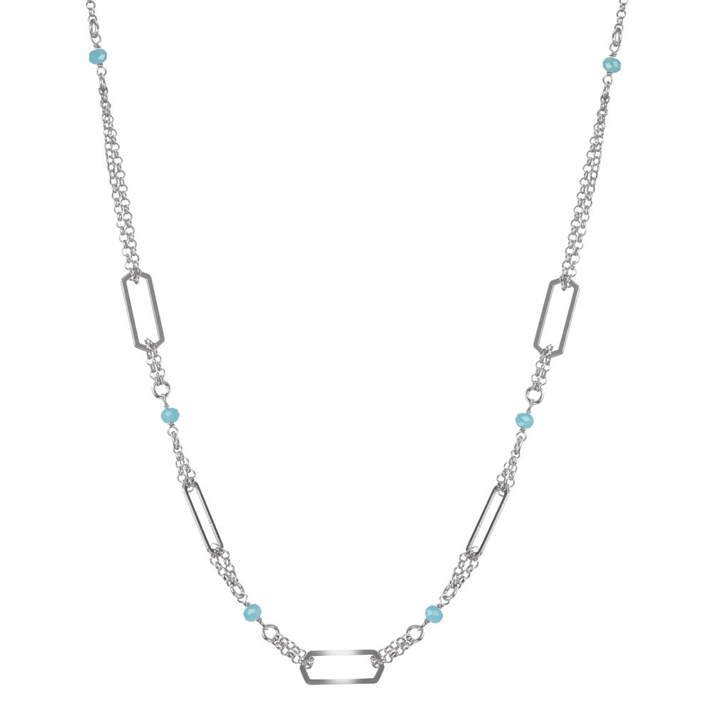 Collier Argent Cristal aqua, 6 Pierres Rhodié 42-45 cm-601026