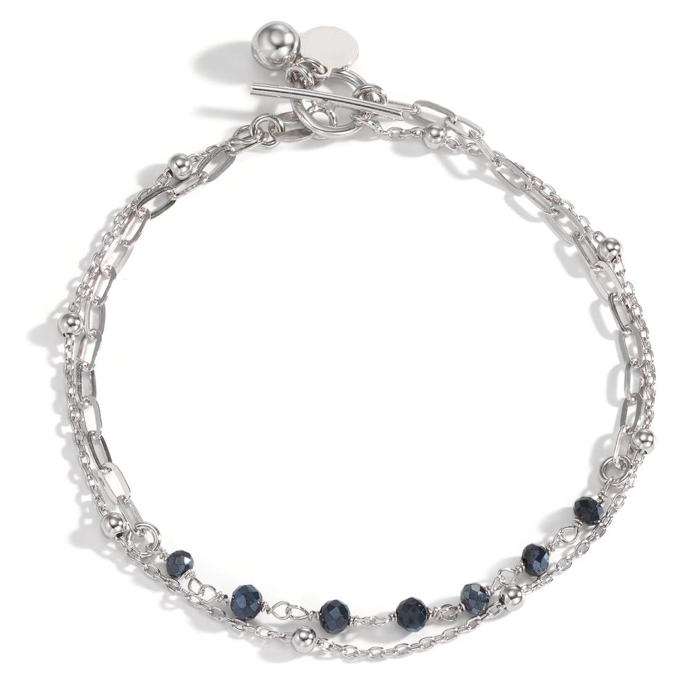 Bracelet Argent Cristal noir, 7 Pierres Rhodié 19 cm-601051