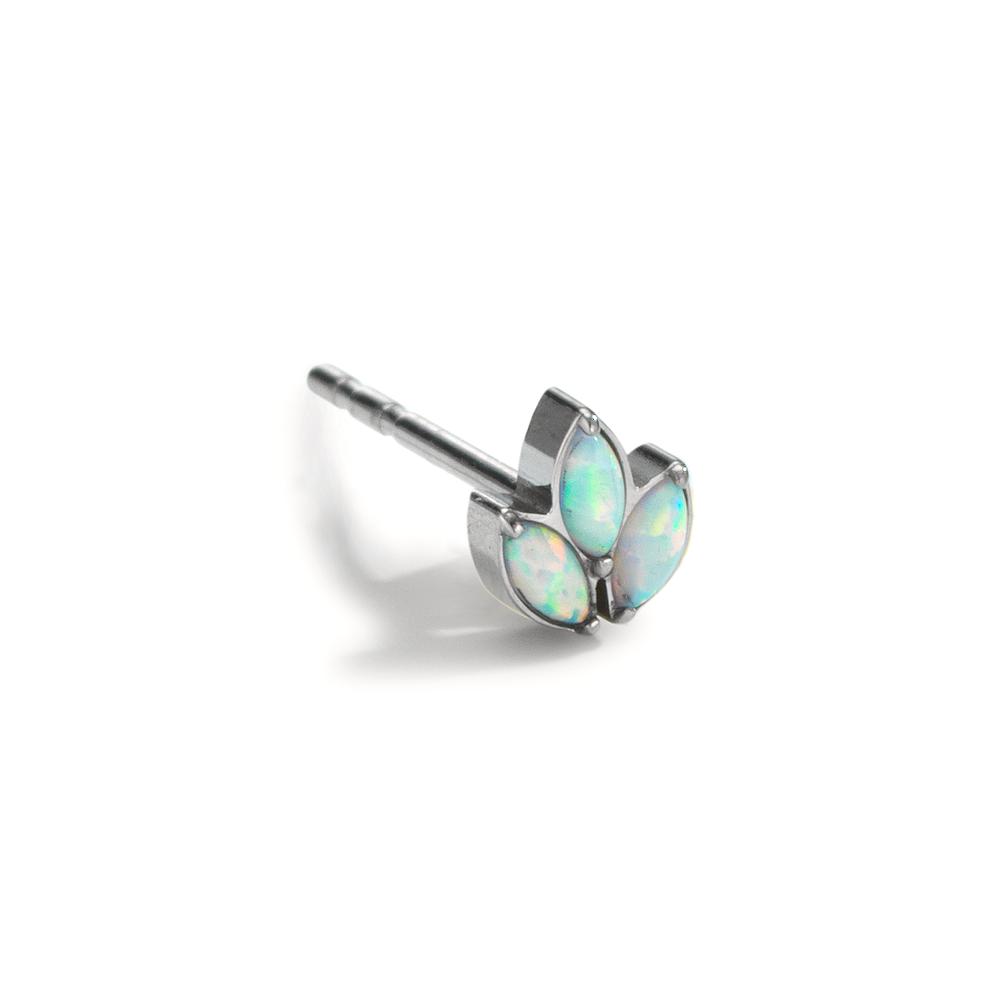 Clous d'oreille à l'unité Titane [synth. Opal] 3 Pierres Ø4.5 mm-601121