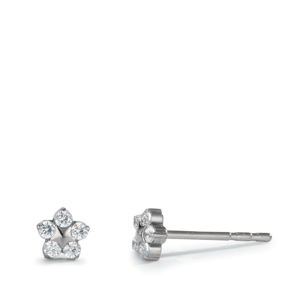 Ohrstecker Titan Zirkonia 5 Steine Blume Ø4.5 mm-601122