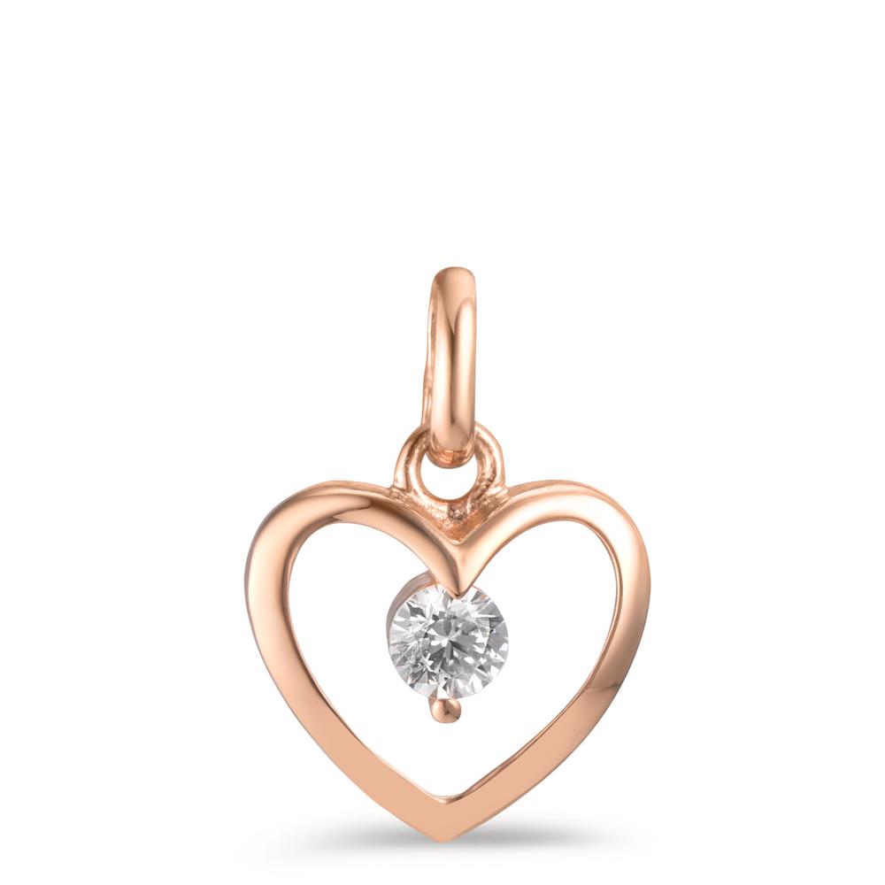 Pendentif Argent Zircone rosé Plaqué or Coeur Ø10 mm-601217