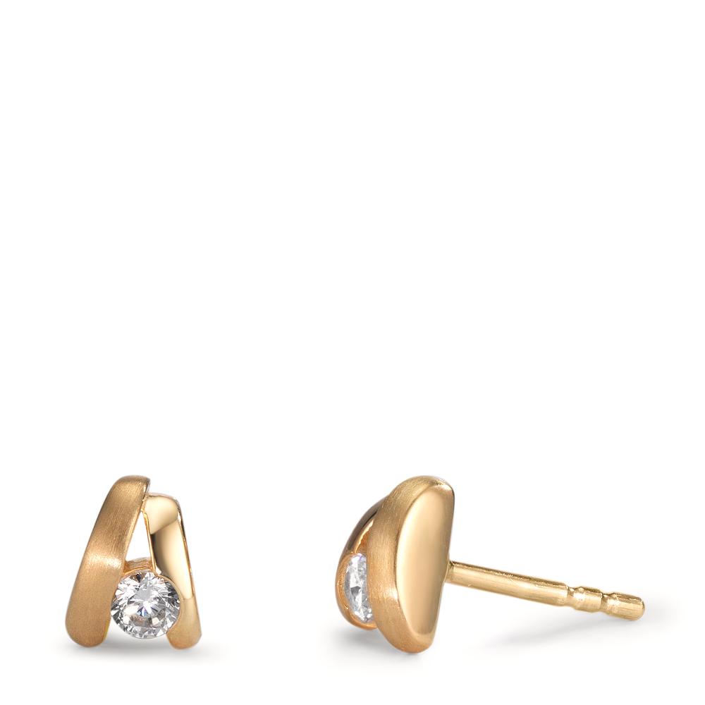 Clous d'oreilles Argent Zircone 2 Pierres jaune Plaqué or-601227