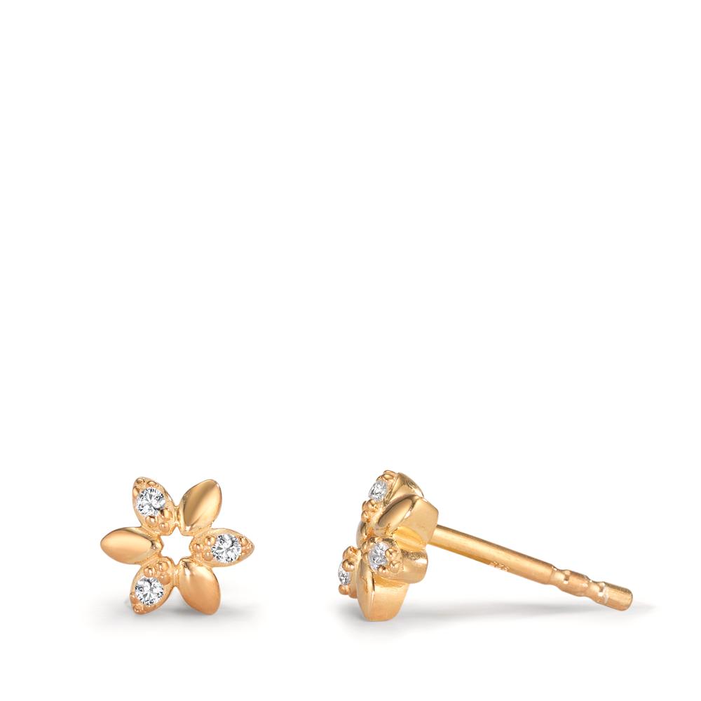 Clous d'oreilles Argent Zircone 6 Pierres jaune Plaqué or Fleur Ø5.5 mm-601230
