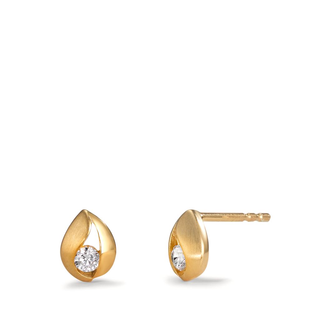 Clous d'oreilles Argent Zircone 2 Pierres jaune Plaqué or-601235