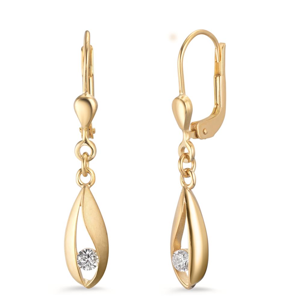 Pendant d'oreilles Argent Zircone 2 Pierres jaune Plaqué or-601236