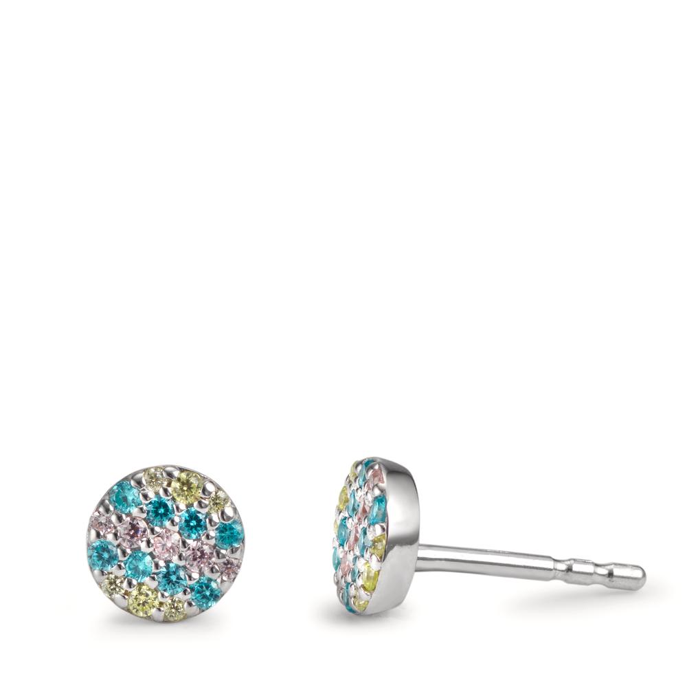 Clous d'oreilles Argent Zircone coloré Rhodié Ø6 mm-601255