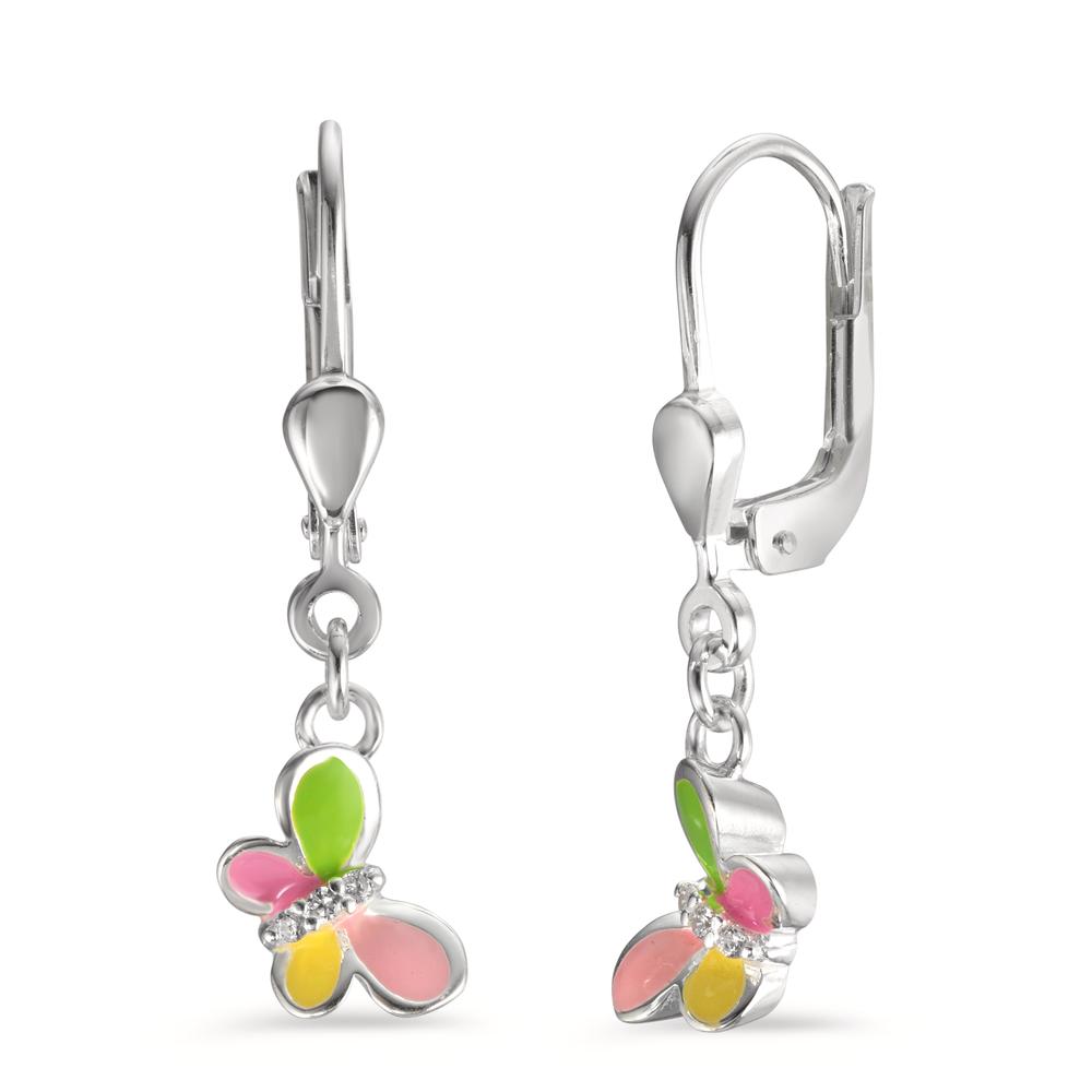 Pendant d'oreilles Argent Zircone 6 Pierres Émaillé Papillon-601264