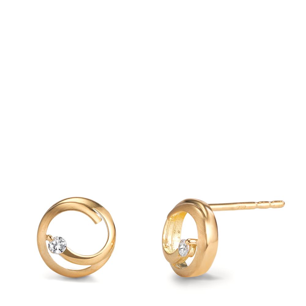 Clous d'oreilles Or jaune 18K Zircone 2 Pierres Ø8 mm-601293