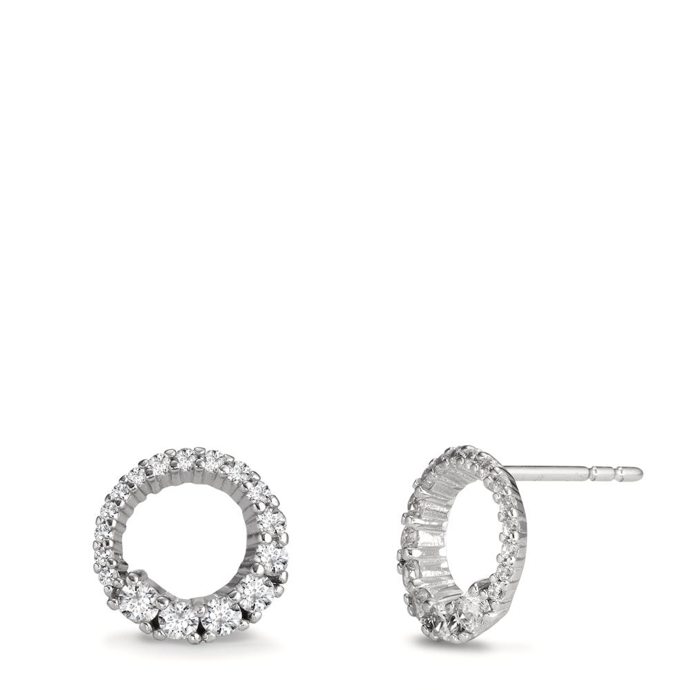 Clous d'oreilles Or blanc 18K Zircone Ø9.5 mm-601294