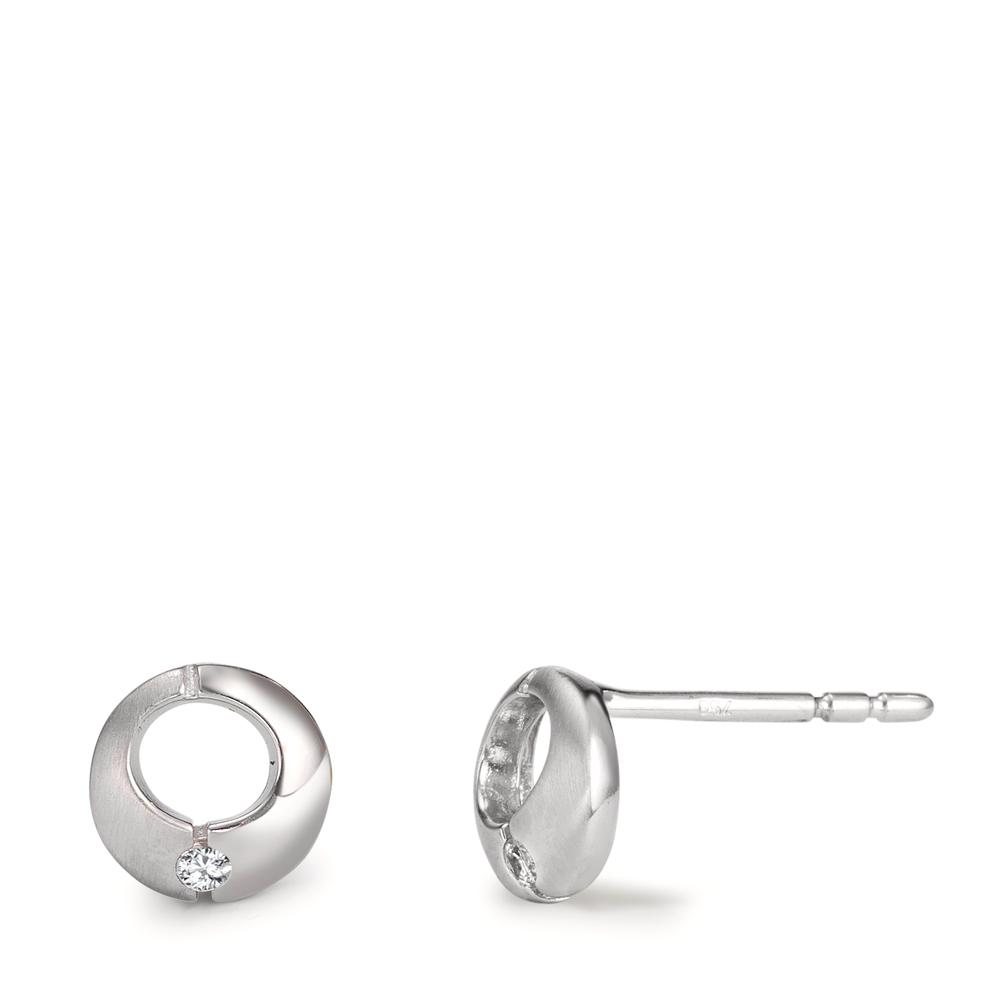 Clous d'oreilles Or blanc 18K Zircone 2 Pierres Ø6.5 mm-601295