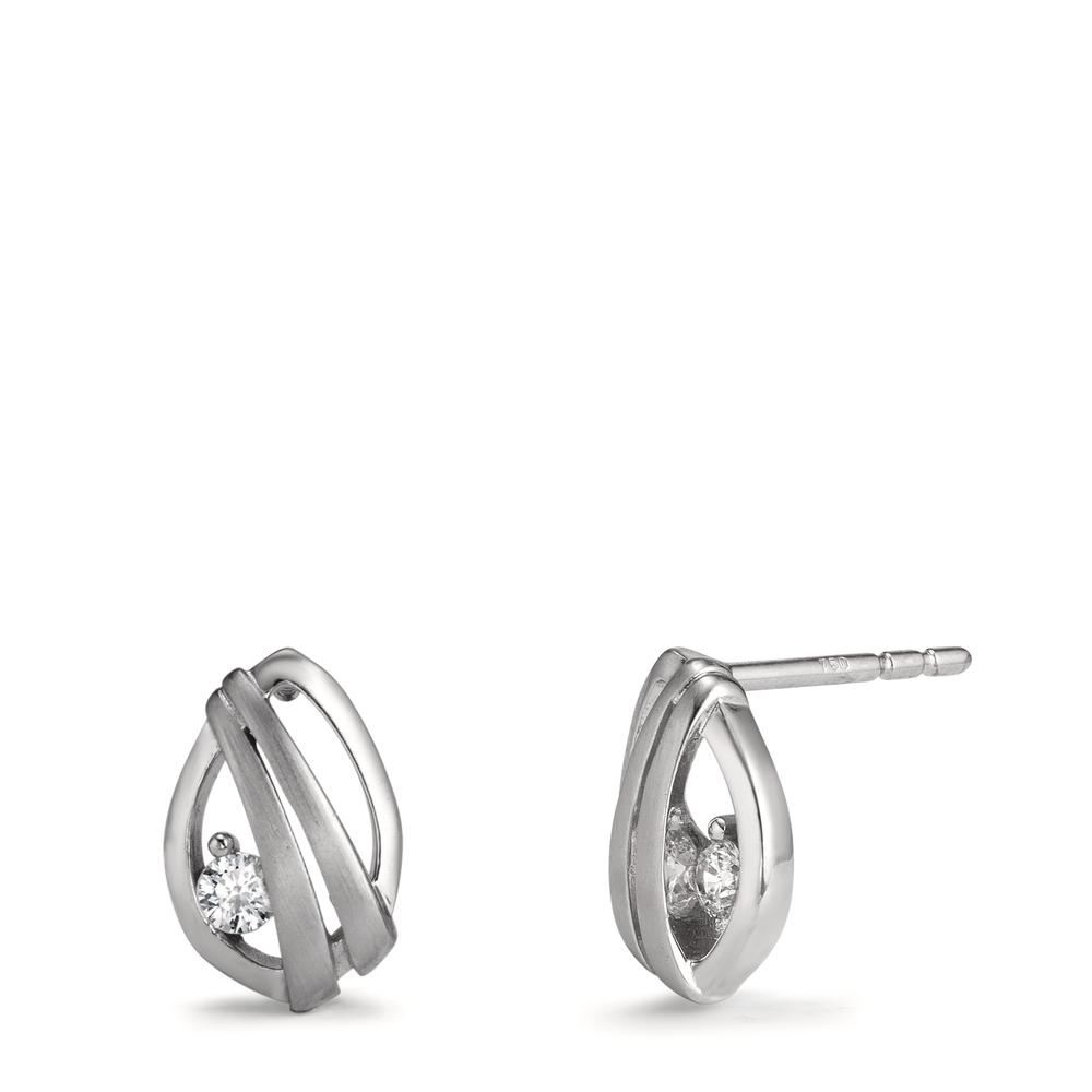 Clous d'oreilles Or blanc 18K Zircone 2 Pierres-601296