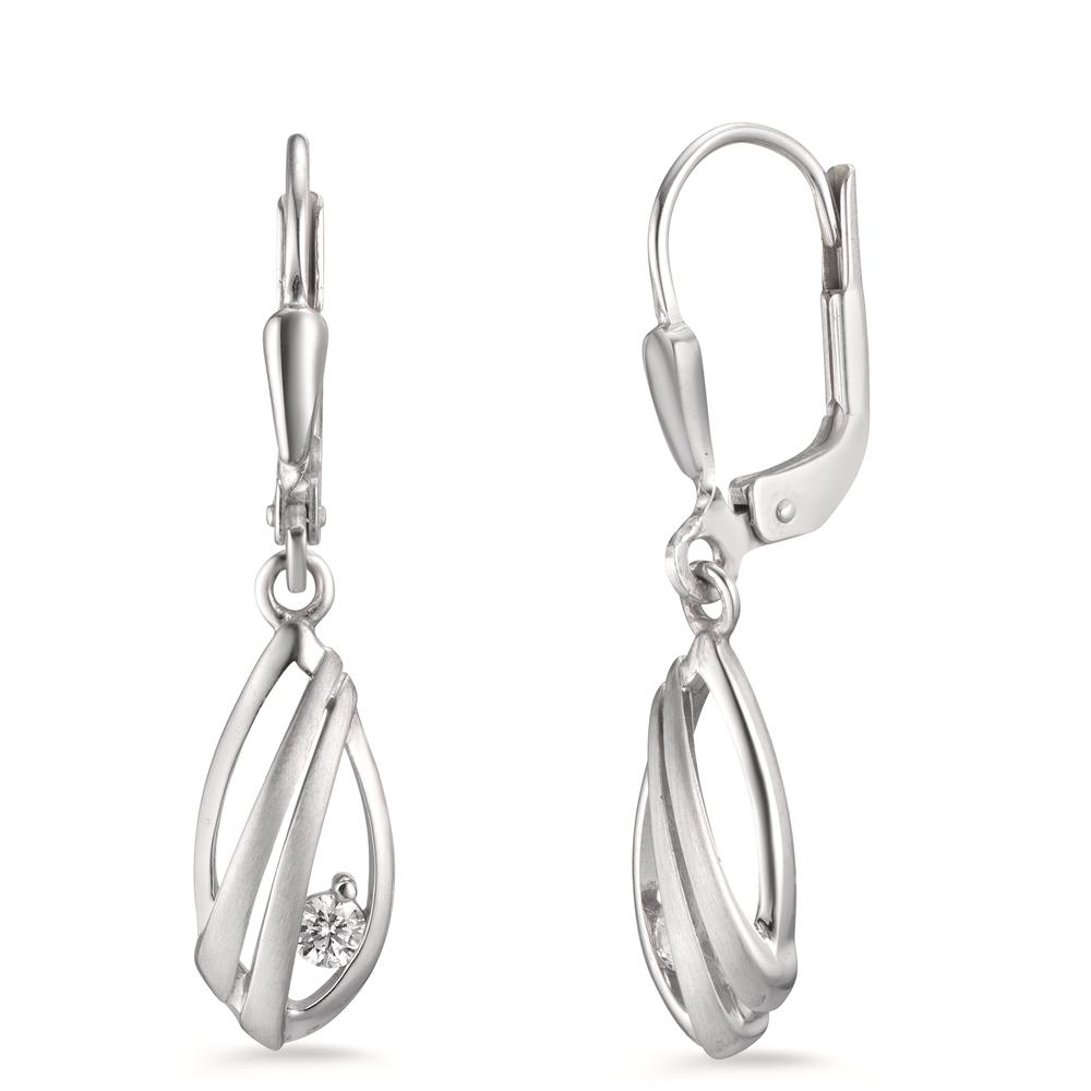 Pendant d'oreilles Or blanc 18K Zircone 2 Pierres-601297
