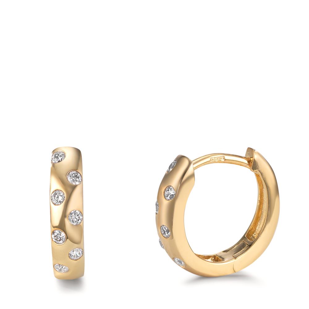 Créoles à charnières Or jaune 9K Zircone 14 Pierres-601327