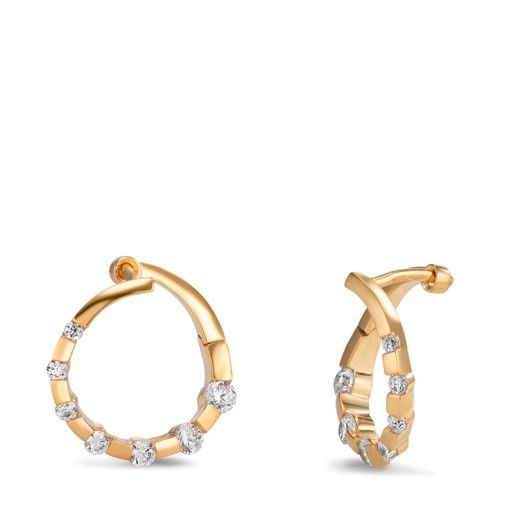 Créoles à charnières Or jaune 9K Zircone 14 Pierres-601328