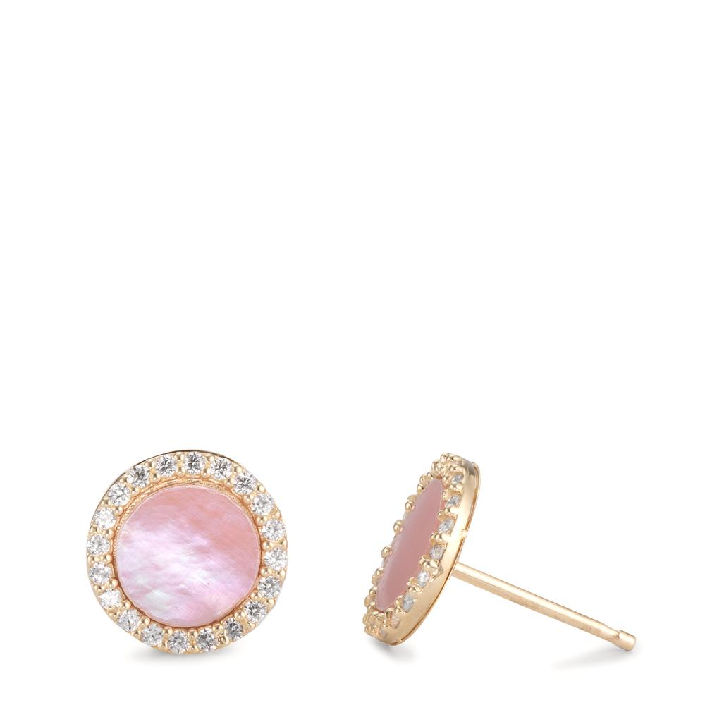 Clous d'oreilles Or jaune 9K Zircone nacre rose Ø8 mm-601365
