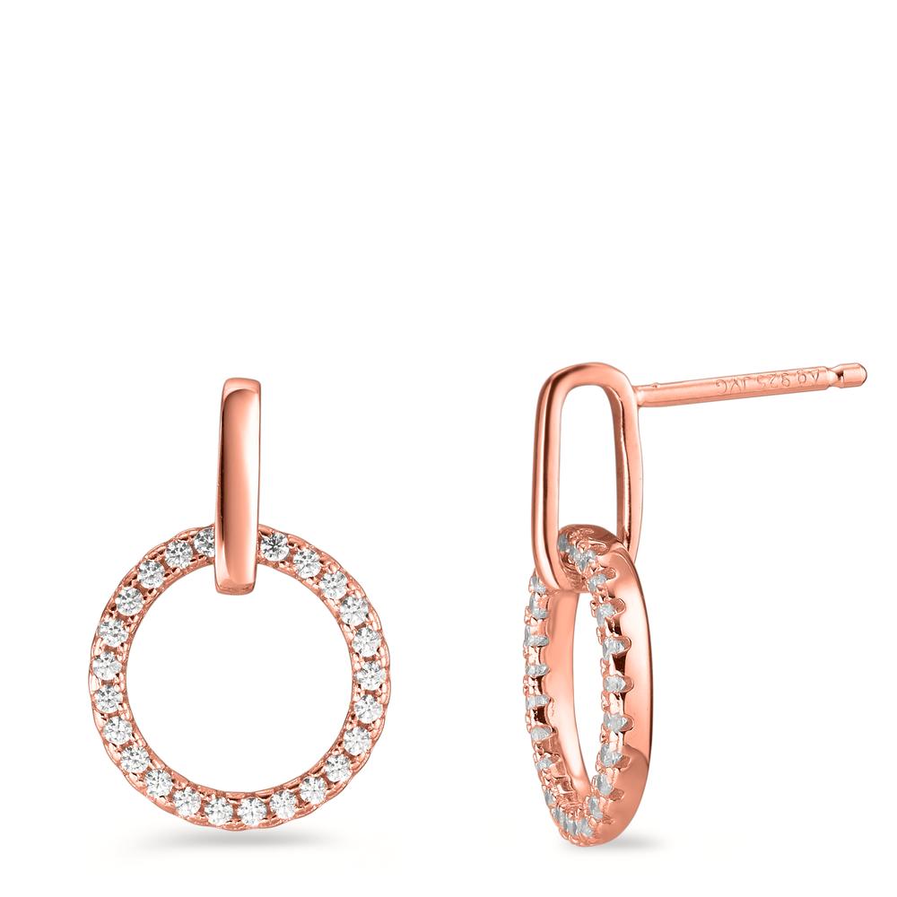 Pendant d'oreilles Argent Zircone rosé Plaqué or Ø13 mm-601442