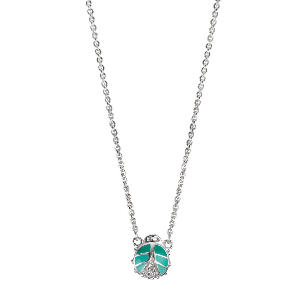 Collier Argent Zircone 3 Pierres Émaillé Coccinelle 36-38 cm-601473