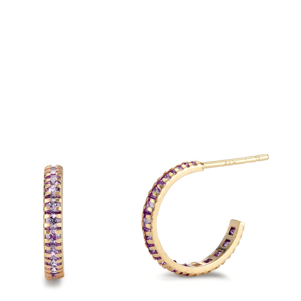 Créoles Or jaune 9K Zircone violet, 32 Pierres-601480