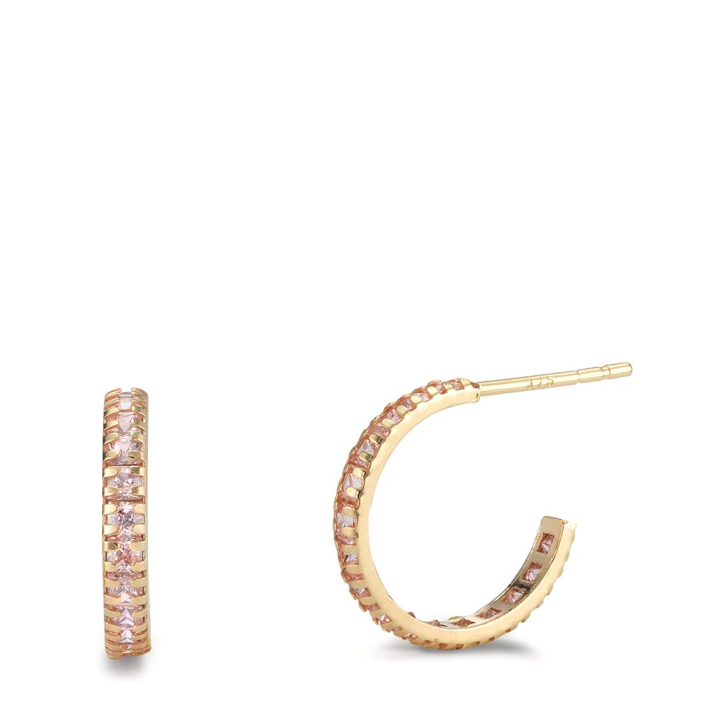 Créoles Or jaune 9K Zircone rose, 32 Pierres-601488
