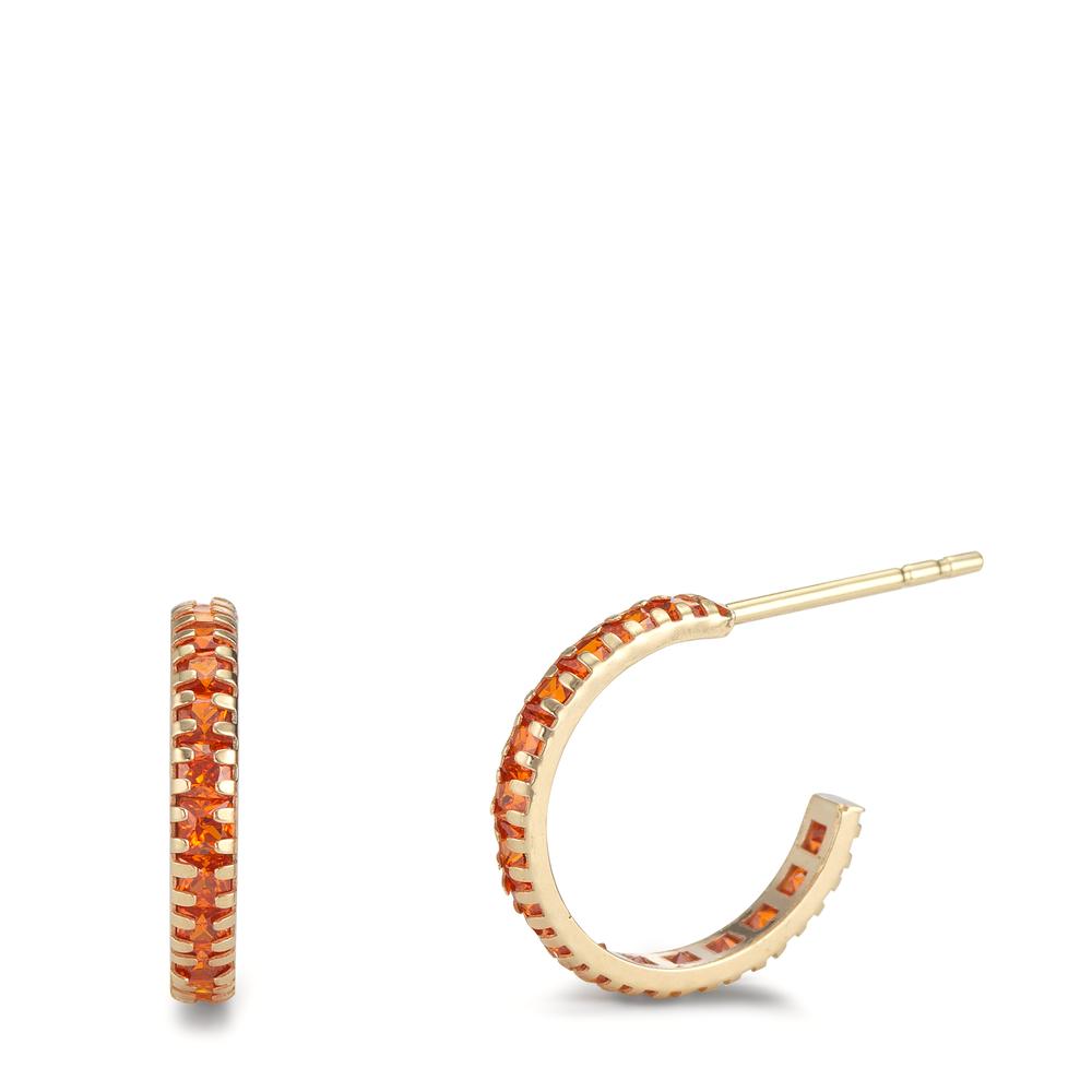 Créoles Or jaune 9K Zircone orange, 32 Pierres-601489