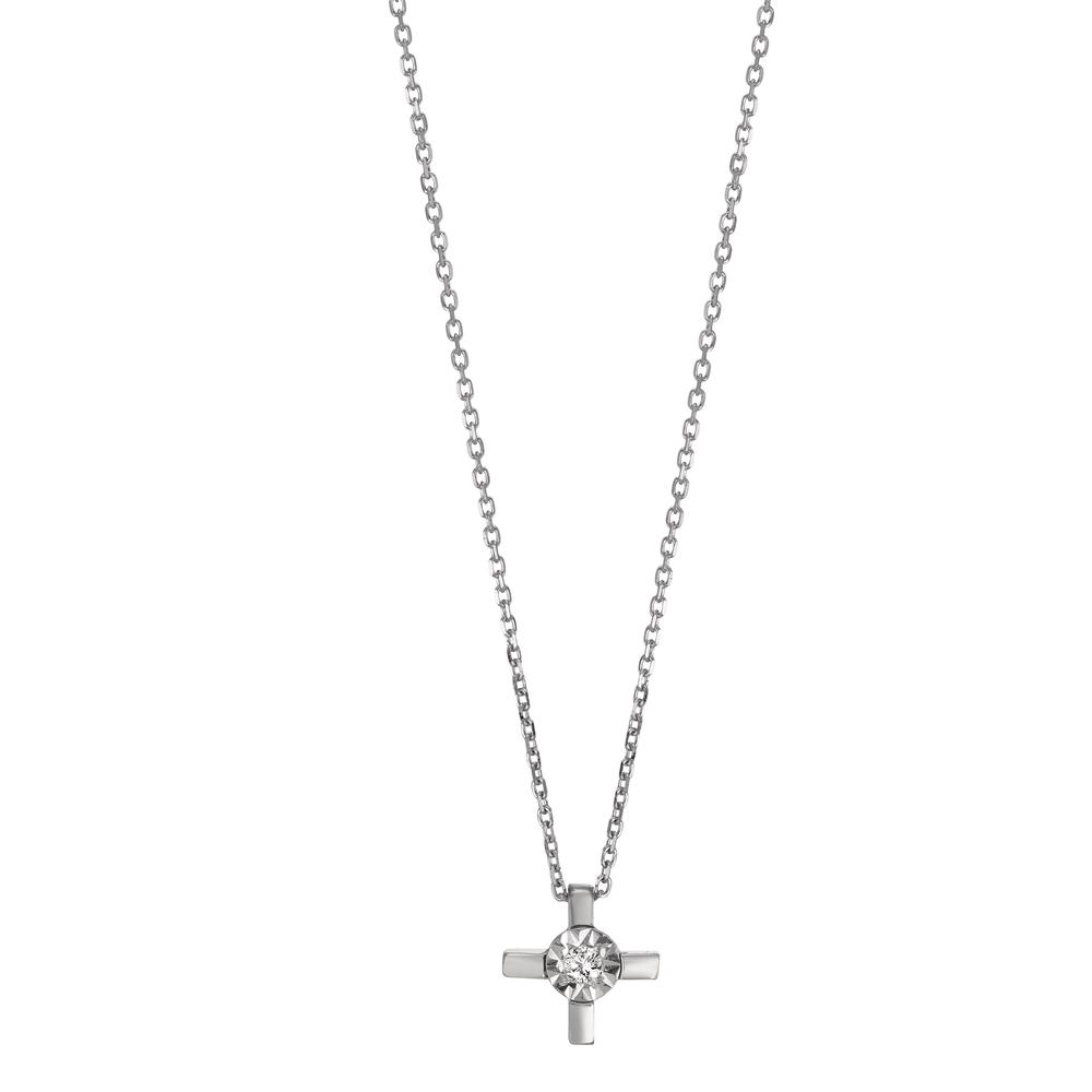 Collier Or blanc 18K Diamant 0.015 ct, w-si Croix 40-42 cm-601491