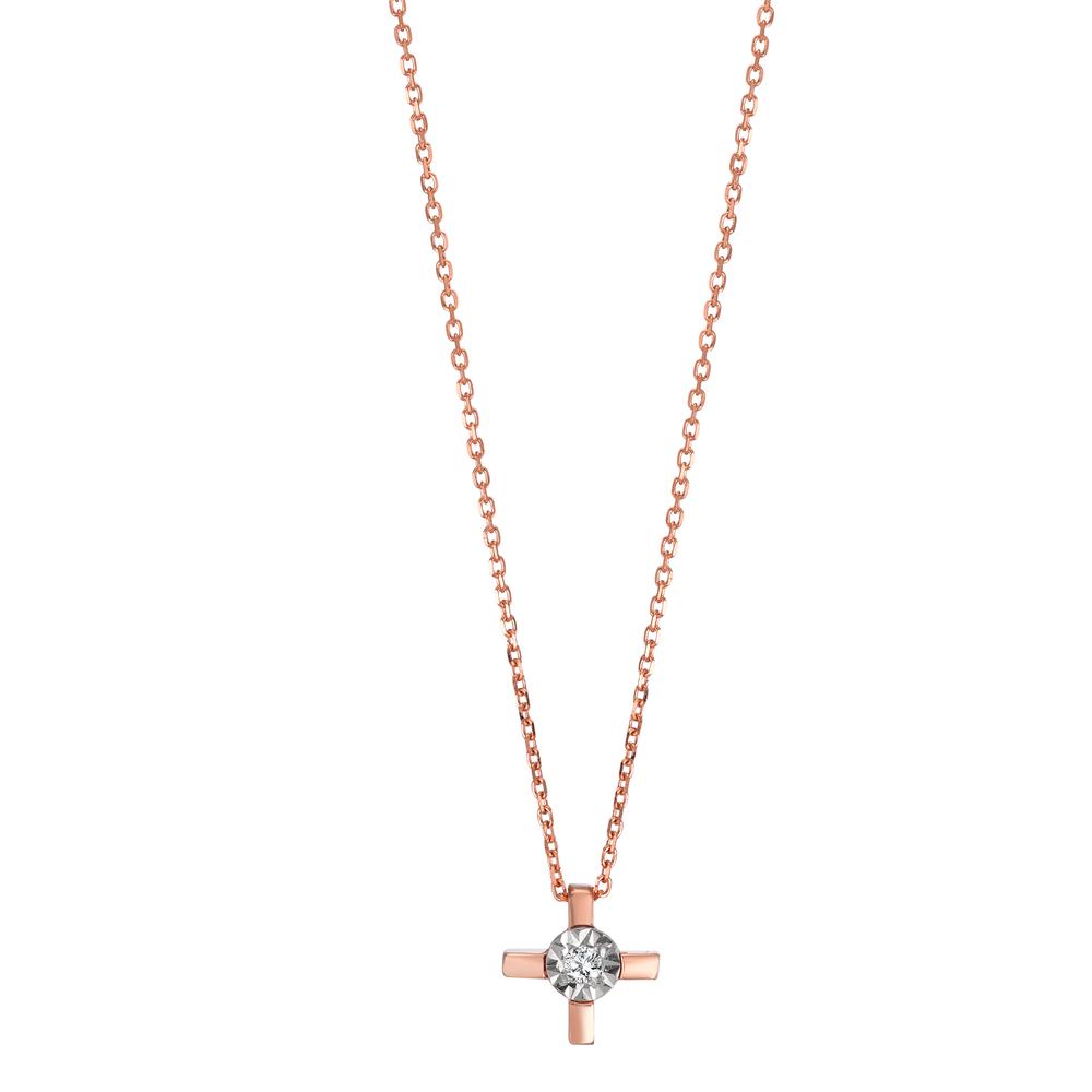 Collier Or rouge 18K Diamant 0.015 ct, w-si Croix 40-42 cm-601493