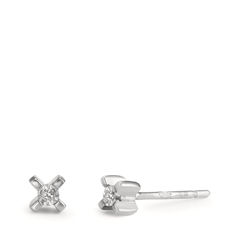 Clous d'oreilles Or blanc 18K Diamant 0.01 ct, 2 Pierres, w-si Ø3.5 mm-601494
