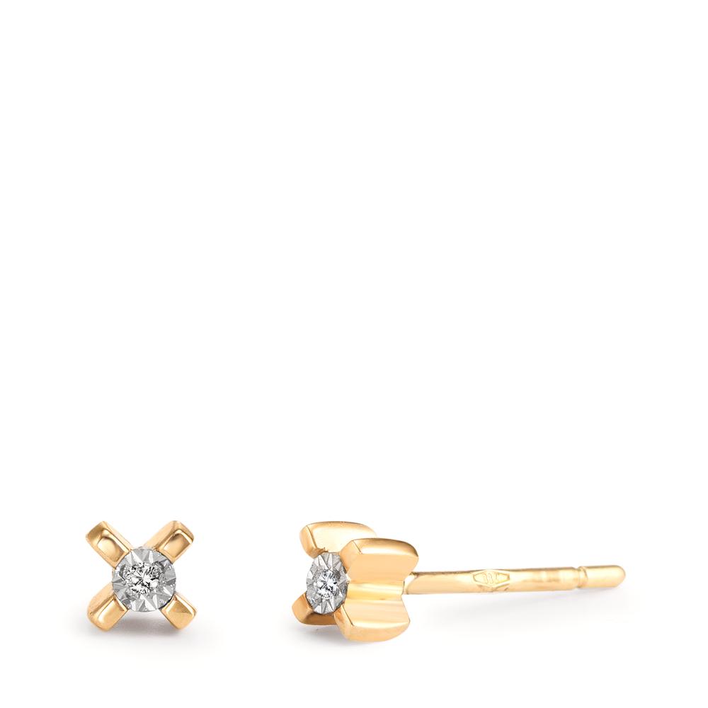 Clous d'oreilles Or jaune 18K Diamant 0.01 ct, 2 Pierres, w-si Ø3.5 mm-601495