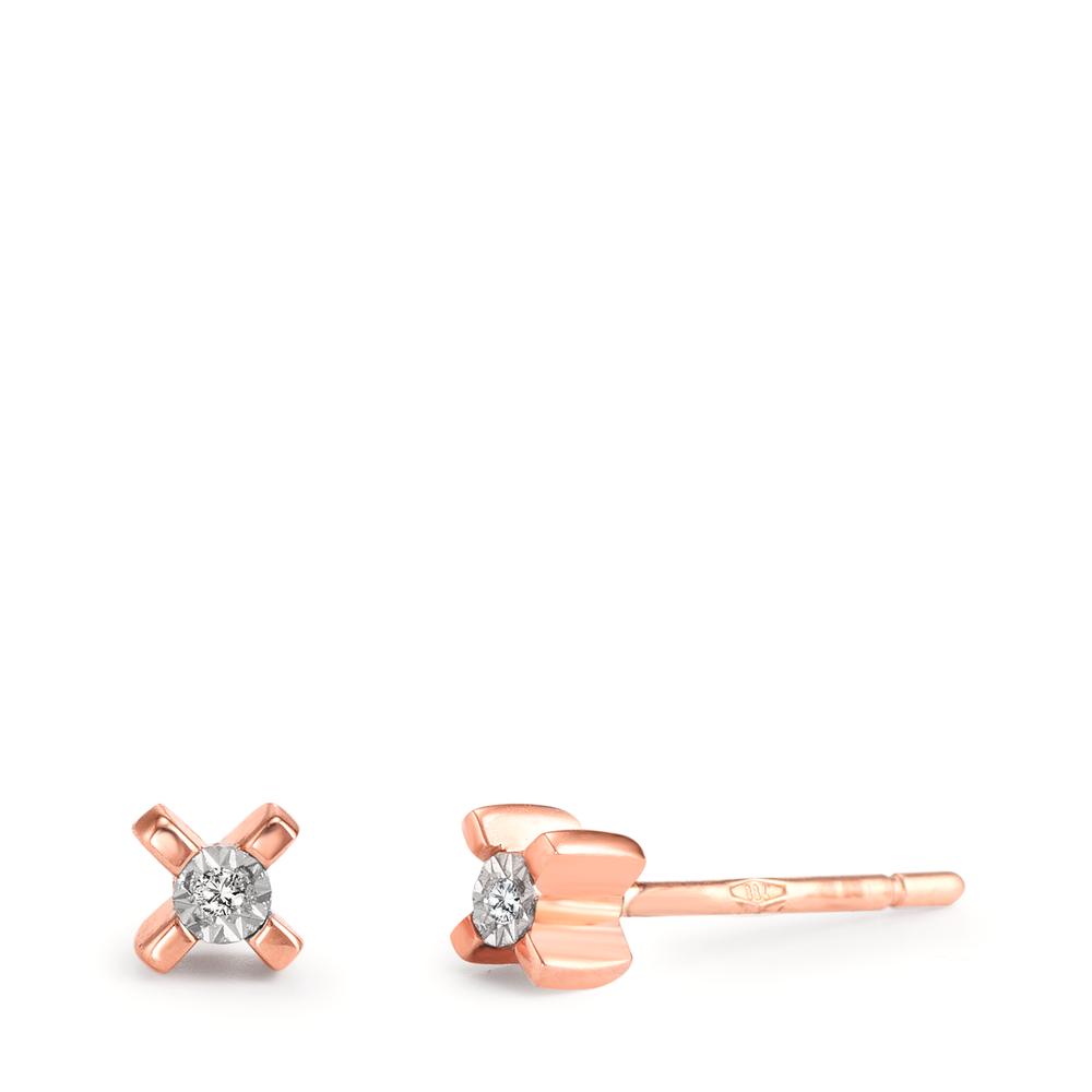 Clous d'oreilles Or rouge 18K Diamant 0.01 ct, 2 Pierres, w-si Ø3.5 mm-601496