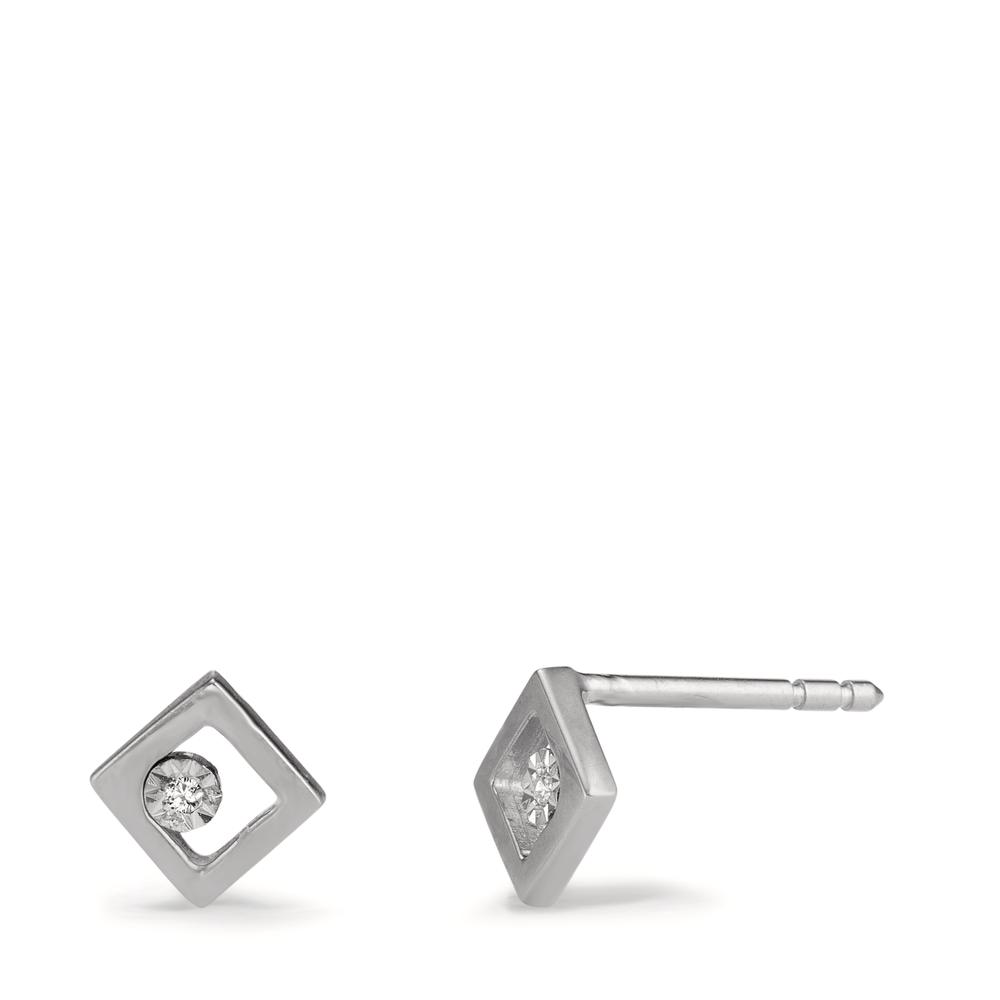 Clous d'oreilles Or blanc 18K Diamant 0.01 ct, 2 Pierres, w-si Ø4.8 mm-601500
