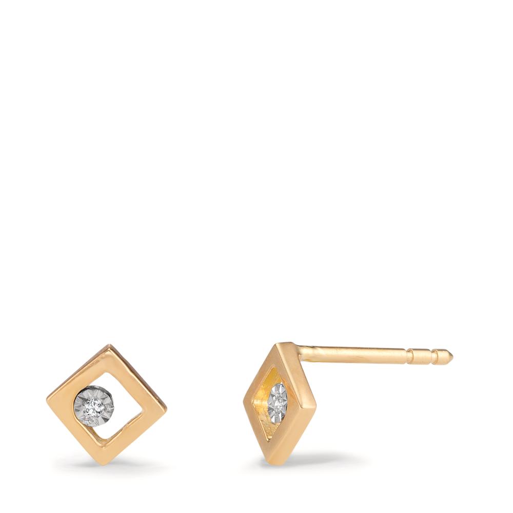 Clous d'oreilles Or jaune 18K Diamant 0.01 ct, 2 Pierres, w-si Ø4.8 mm-601501