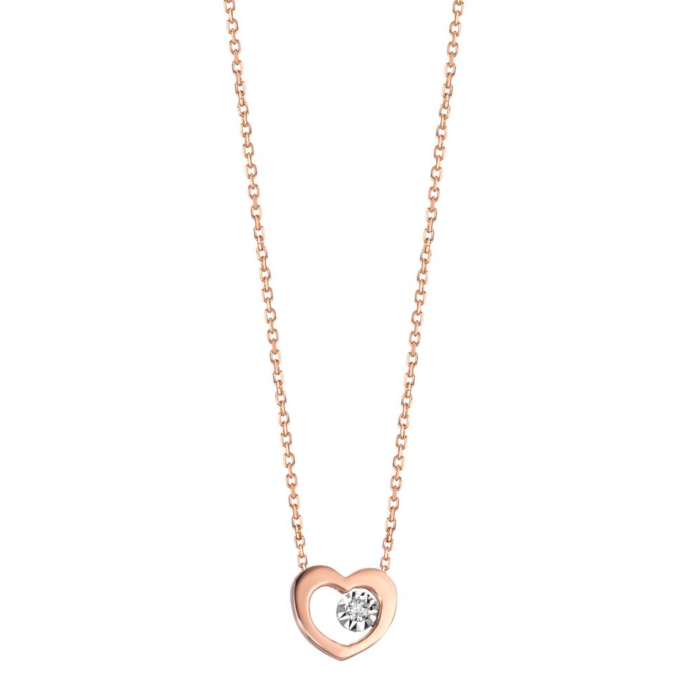 Collier Or rouge 18K Diamant 0.008 ct, w-si Coeur 40-42 cm Ø6.5 mm-601517
