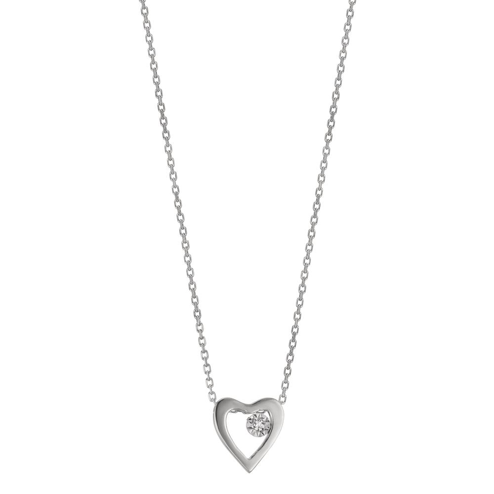 Collier Or blanc 18K Diamant 0.005 ct, w-si Coeur 40-42 cm Ø6 mm-601521