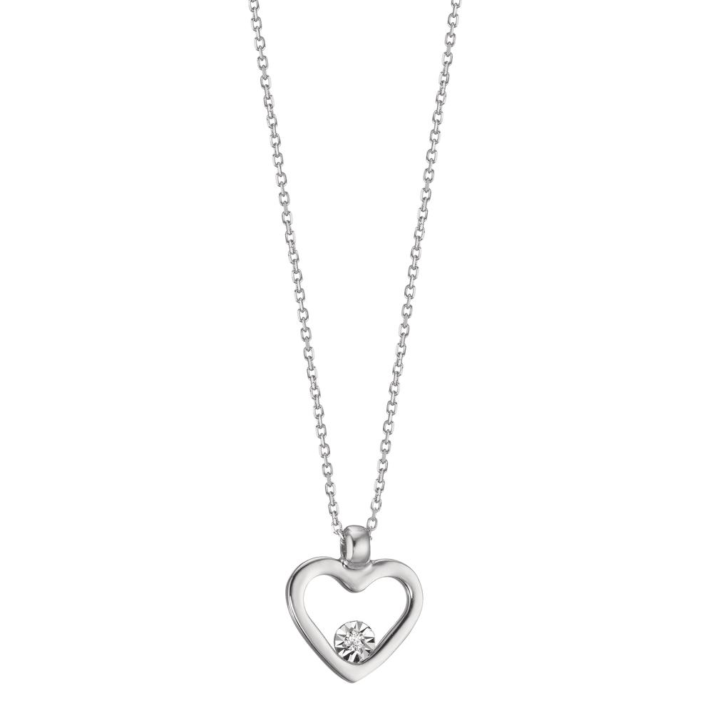 Collier Or blanc 18K Diamant 0.008 ct, w-si Coeur 40-42 cm Ø9 mm-601533