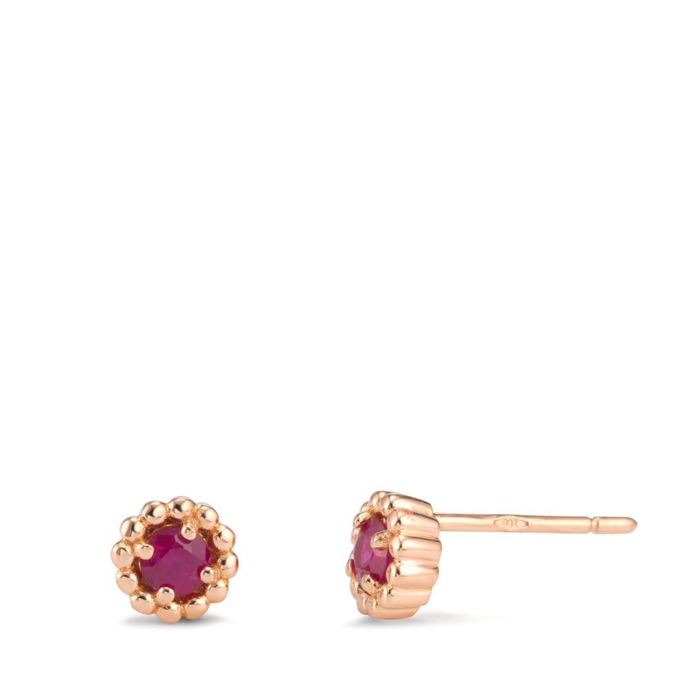 Clous d'oreilles Or rouge 18K Rubis 0.30 ct, 2 Pierres Ø5.5 mm-601556