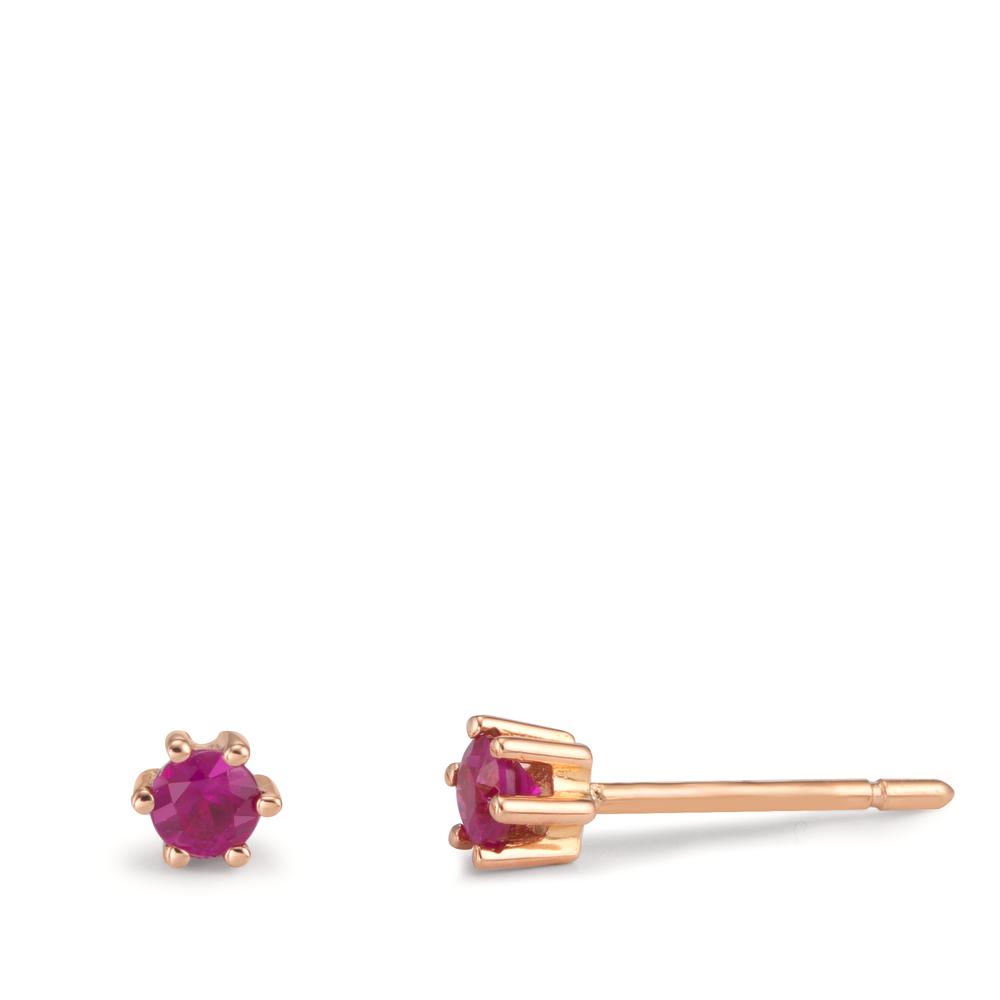 Clous d'oreilles Or rouge 18K Rubis 2 Pierres Ø3.5 mm-601562
