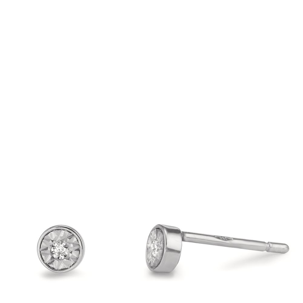 Clous d'oreilles Or blanc 18K Diamant 0.03 ct, 2 Pierres, w-si Ø4 mm-601570