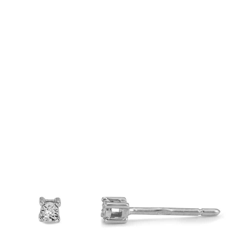 Clous d'oreilles Or blanc 18K Diamant 0.02 ct, 2 Pierres, w-si Ø2.5 mm-601576