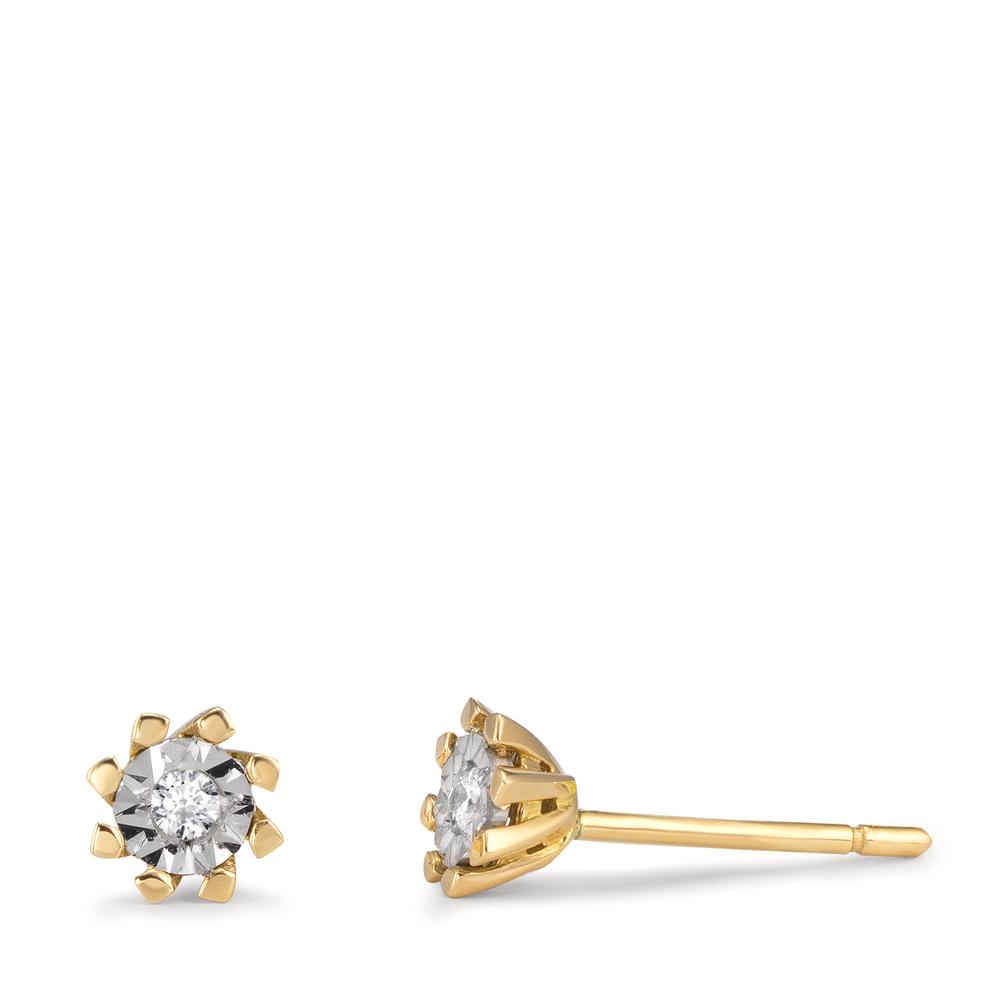 Clous d'oreilles Or jaune 18K Diamant 0.05 ct, 2 Pierres, w-si Ø5 mm-601583