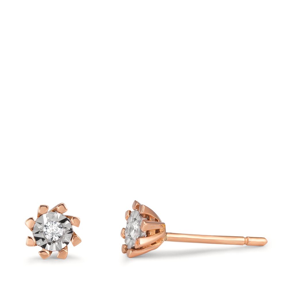 Clous d'oreilles Or rouge 18K Diamant 0.05 ct, 2 Pierres, w-si Ø5 mm-601584