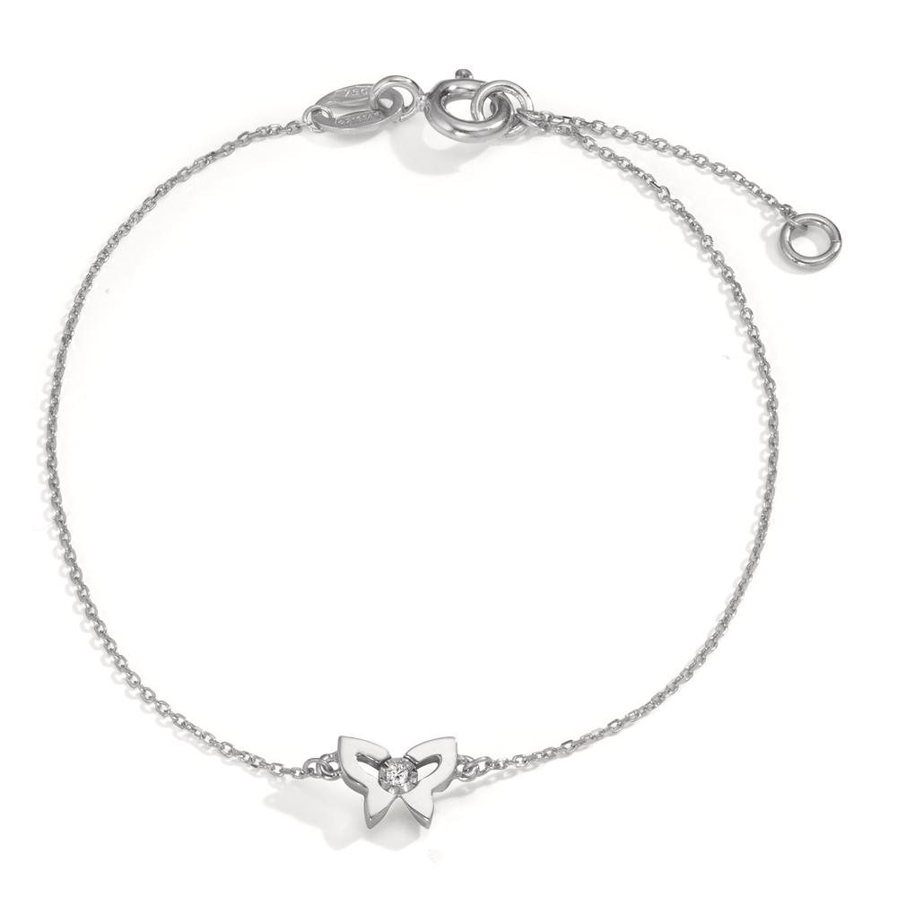 Armband 750/18 K Weissgold Diamant 0.005 ct, w-si Schmetterling 14-16 cm verstellbar-601585