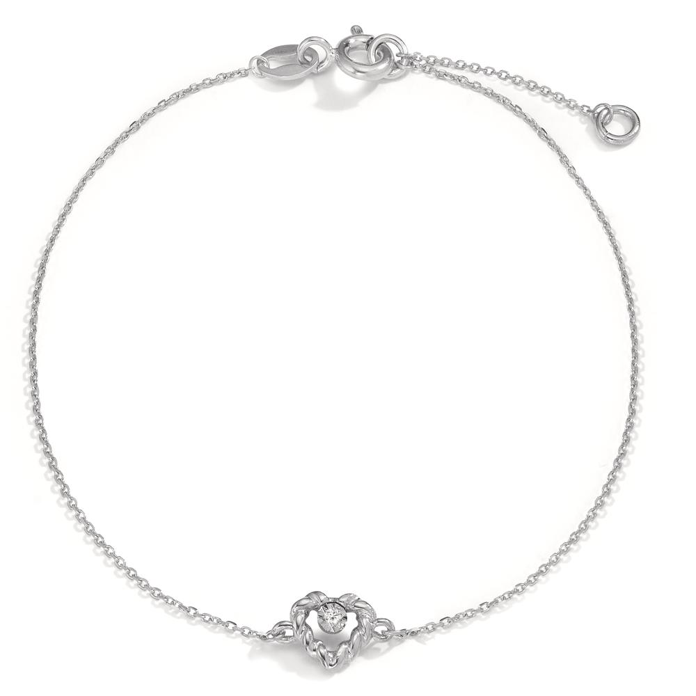 Bracelet Or blanc 18K Diamant 0.005 ct, w-si Coeur 15.5-17.5 cm Ø5.5 mm-601588