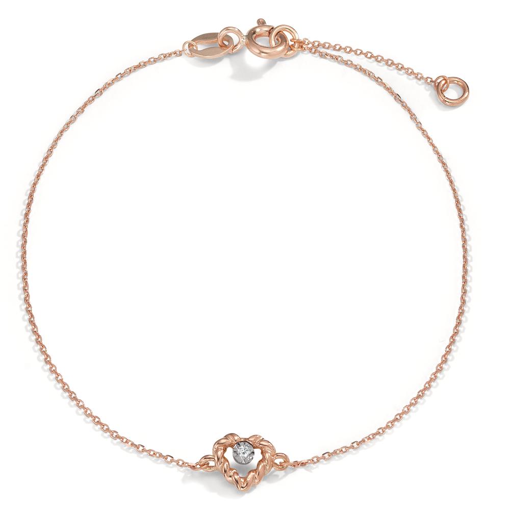 Bracelet Or rouge 18K Diamant 0.005 ct, w-si Coeur 15.5-17.5 cm Ø5.5 mm-601590