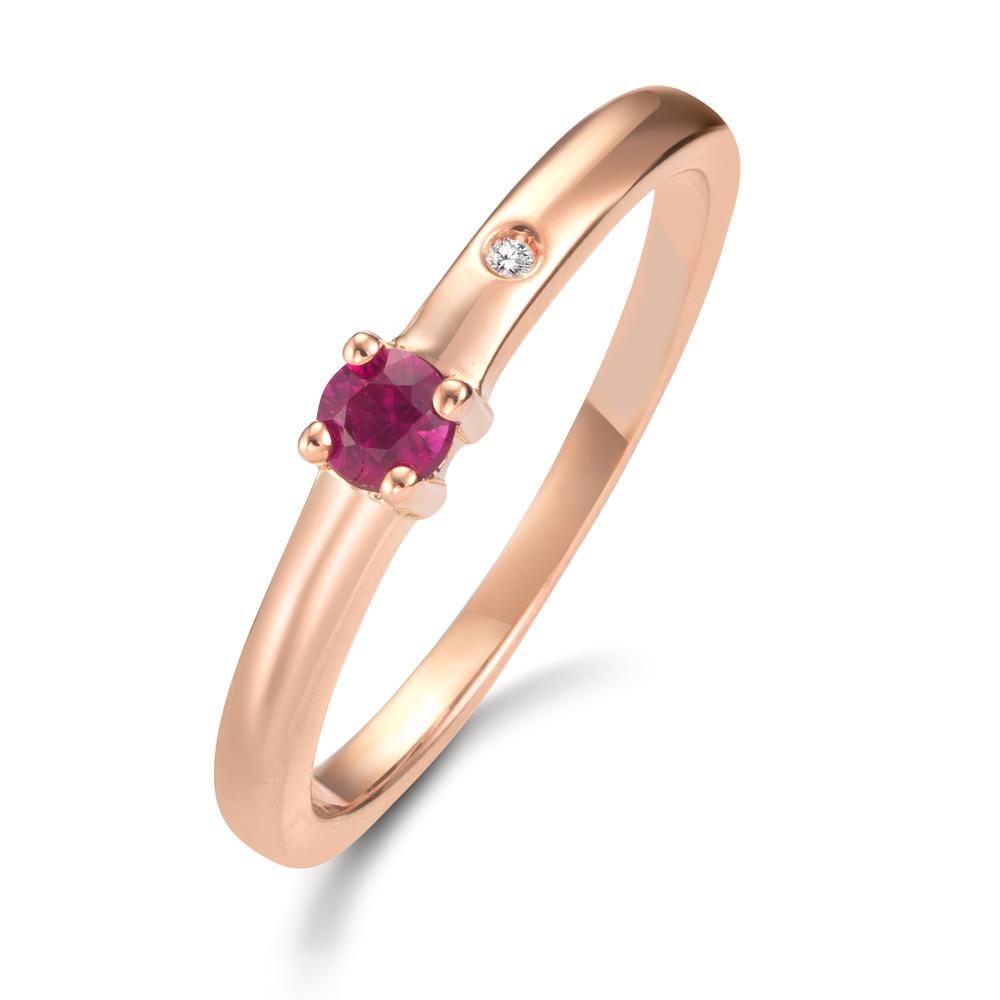 Bague solitaire Or rouge 18K Rubis 2 Pierres-601606