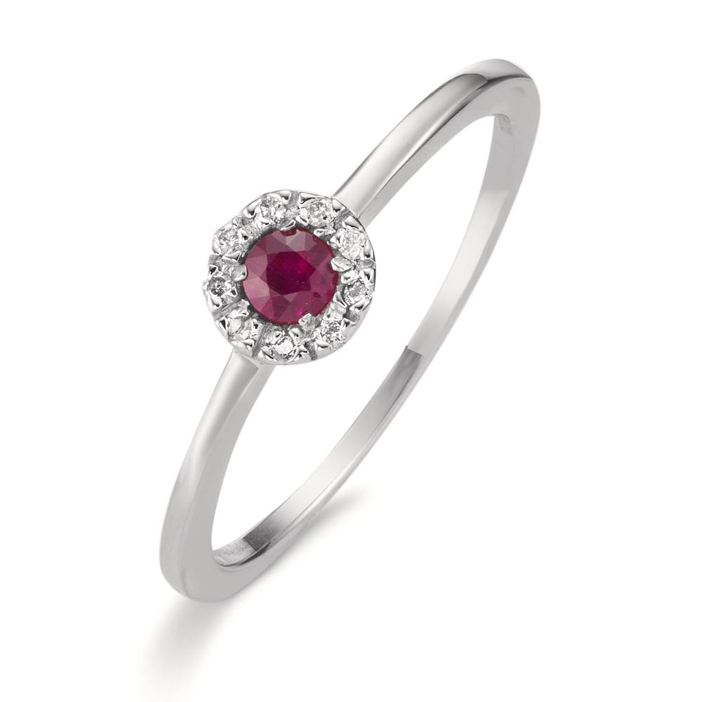 Bague solitaire Or blanc 18K Rubis 10 Pierres Ø5 mm-601607