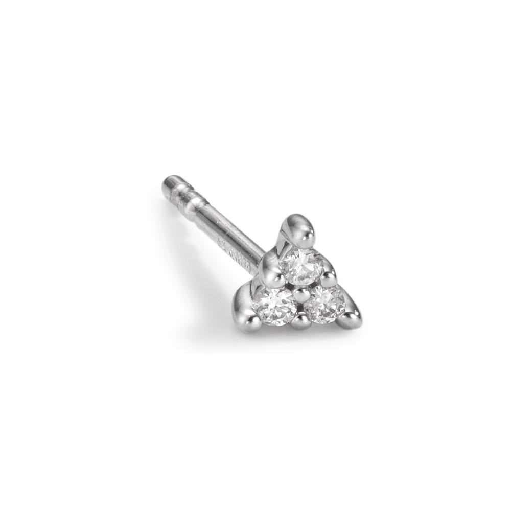 Clous d'oreille à l'unité Or blanc 18K Diamant 0.025 ct, 3 Pierres, w-pi1 Ø3.5 mm-601692